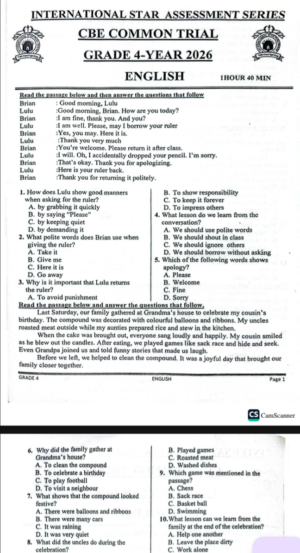 International star assessment Grade 4 2026 common trial 003