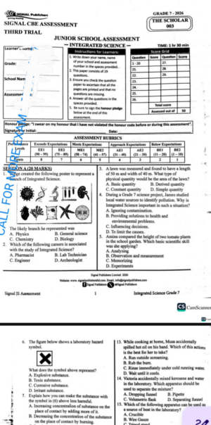 Signal 003 Grade 7 exams 2026