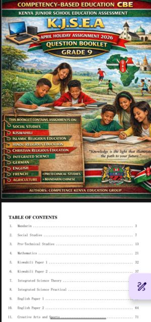 Grade 9 April Holiday Assignment 2026 with answers