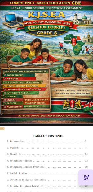 Grade 8 April Holiday Assignment 2026 with answers