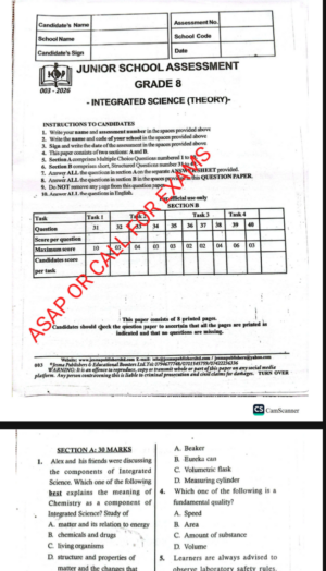 Jesma 003 grade 7 2026 exams with marking schemes