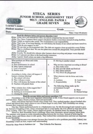 Stega 003 grade 7 2026 exams with Marking schemes