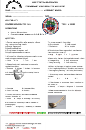 Grade 5 end term 1 exams 2026