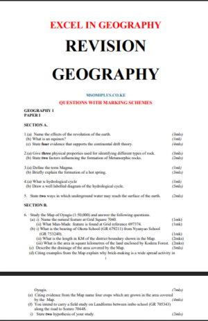 KCSE Geography paper 1 revision questions with answers