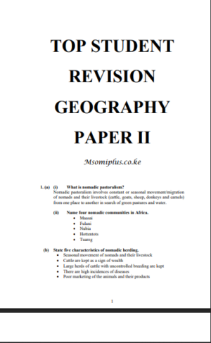 Top student Geography paper 2 KCSE Revision booklet with answers