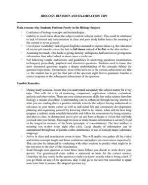BIOLOGY REVISION AND EXAMINATION TIPS