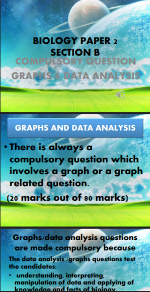 BIOLOGY PAPER 2 SECTION B COMPULSORY QUESTION GRAPHS & DATA ANALYSIS