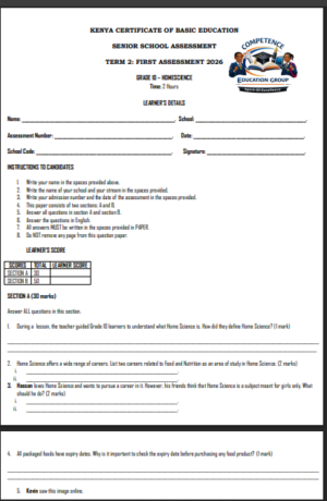 Grade 10 HOME SCIENCE term 2 exams 2026