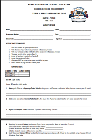 Grade 10 PHYSICS term 2 exams 2026