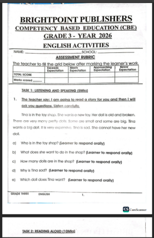 Grade 3 Brightpoint opener term 2 2026 exams