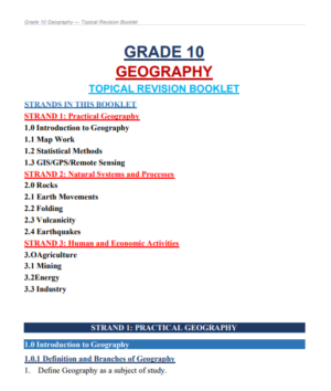 Geography grade 10 topical revision booklet with answers