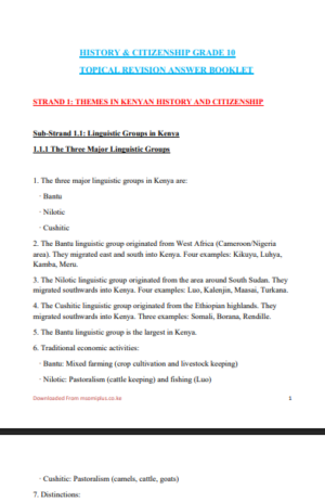 History and citizenship grade 10 topical revision booklet with answers