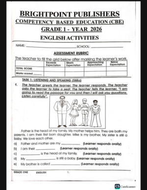 Grade 1 Brightpoint opener term 2 2026 exams