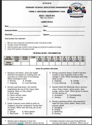 Grade 6 Mid Term 2 2026 exams with marking schemes