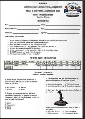 Grade 7 Mid Term 2 2026 exams with marking schemes