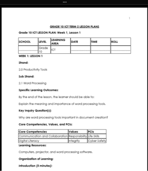 GRADE 10 TERM 2 ICT LESSON PLANS
