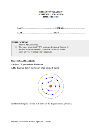 Grade 10 Mid term 2 2026 Exams