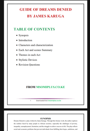 Dreams Denied Guide notes Senior school setbook