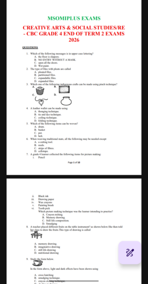 Grade 4 end term 2 2026 exams