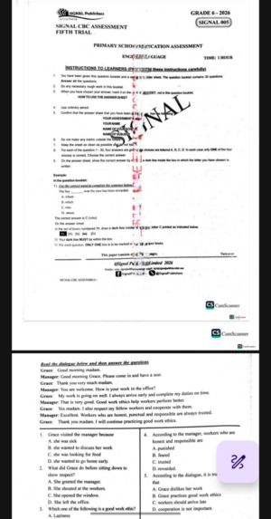 Signal 005 Grade 6 past papers 2026