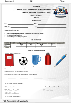 GRADE 3 END TERM 2 2026 EXAMS