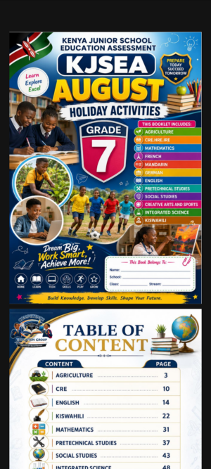 Grade 7 August Holiday assignments booklet